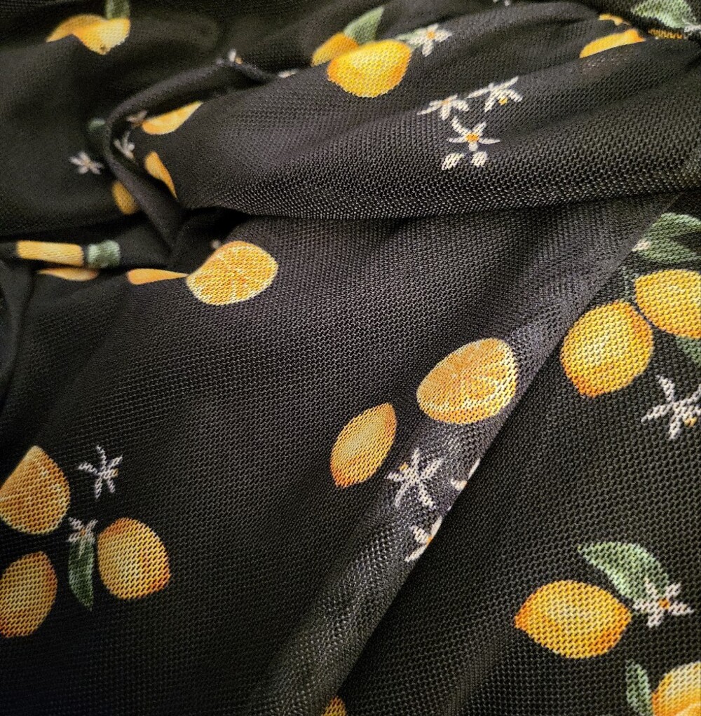 🍋Nwot Torrid 0x Mesh V-Neck Tiered Maxi Dress~Lotta lemons black - Women's🍋 - Picture 9 of 10